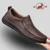 Zapatos de Cuero de Negocios Gongyang para Hombre, Nuevo Estilo de Verano, Piel Genuina, Malla Transpirable, Ligeros, Zapatos Casuales sin Cordones de Suela Suave para Hombre