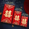 Envelope Vermelho Feliz Casamento Palavra 2025 Novo Casamento Grande, Médio e Pequeno Lembrança de Agradecimento Saco de Envelope Vermelho Dupla Felicidade 10.000 Yuan