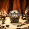 Calavera de Pirata del Caribe Vintage Mini Copa de Vino Personalizada Vaso de Chupito para Whisky Decoración de Bar Venta al por Mayor Acero Inoxidable