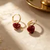 Brincos elegantes em formato de coração de prata 925 novo modelo 2026 ano do zodíaco vermelho simples brincos de alta qualidade presente para mulheres