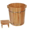 Barril para Baño de Pies Redondo de Madera Maciza de 40 cm de Alto con Tapa Barril para Baño de Pies Barril Espesado para Fumigación Barril para Baño de Pies Tienda de Baño de Pies para el Hogar
