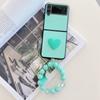 Funda de cuero con diseño de corazón y cadena para Samsung ZFlip3, plegable, con pantalla plegable, para PC, ZFlip4