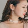 Pendientes de plata S925 Corea una generación de pelo temperamento personalidad Pendientes Joker borla larga simétrica pendientes de perla