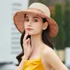Sombrero de Sol de Paja Trenzada de Ala Ancha Estilo Coreano para Mujer con Lazo Protección Solar Sombrero de Pescador Sombrero de Playa para Viajes al Aire Libre Venta al por Mayor
