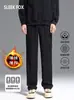 Pantalones de traje retro negros versátiles y fluidos estilo Hong Kong, forro polar de invierno y engrosados, realzan la altura y estilizan, de pierna recta