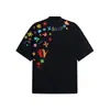 Marca de Moda Estilo Americano Camiseta de Algodão Pesado com Graffiti Pintado à Mão Manga Curta Masculina e Feminina Verão Solta High Street Top de Meia Manga para Casais
