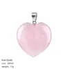 Colgante de Corazón de Cristal Natural de 30 mm para Hombres y Mujeres Regalo del Día de San Valentín Piedra Cruda Corazón Pulido Forma de Corazón Piedra Natural Collar de Corazón de Melocotón