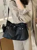 Bolsa Saco com Cordão Nova Primavera 2026 Nicho Casual Feminina Ombro Único Transversal Moda Simples Bolsa Feminina Design de Nicho