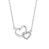 Collar de Circonita Amor Doble Anillo para Mujer Verano Lujo Ligero Nicho Sentido del Diseño Accesorios Celebridad de Internet Cadena Coreana Dulce y Delicada para Clavícula