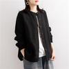 Camisas Retro de Algodón y Lino para Primavera y Otoño para Mujer, Camisas Holgadas de Cuello Redondo, Chaquetas, Chaquetas Casuales, Tops con Puño para Mujer