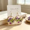 Artículos Populares Transfronterizos Lote Mixto Flores Reales Flores Secas Lámina de Oro Resina Aretes Florales Hechos a Mano Joyería al por Mayor Aretes de Regalo