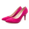 Sapatos de camurça simples de boca rasa bico fino camada única Botas femininas europeias e americanas outono e primavera salto alto tamanho 31-47 sapatos de comércio exterior
