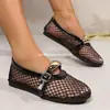 Sandalias de Estilo Red de Pesca Nuevas Transfronterizas Europeas y Americanas, Sandalias de Talla Grande, Zapatos Mary Jane para Mujer, Dorados Huecos al por Mayor Talla Grande