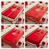 Toalha de Mesa de Centro para Casamento Vermelha Festiva Decoração de Sala de Casamento Novo Estilo Chinês Sala de Estar Impermeável e Resistente ao Calor Toalha de Mesa Dupla Felicidade