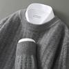 Otoño e Invierno Nuevo Suéter 100% Lana Pura para Hombre Cuello Redondo Jacquard Suéter Grueso Casual Color Sólido Suéter Base Top