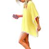 Venta al por mayor transfronteriza, blusa de playa de gasa con borlas blancas pequeñas para mujer, color sólido europeo y americano, promoción principal, gran cantidad en stock