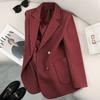 Abrigo de lana roja para mujer, primavera y otoño 2024, nuevo estilo, traje informal pequeño, elegante, holgado, pequeño.