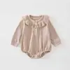 Mameluco para bebé niña, estilo coreano dulce de triángulo para primavera y otoño, mameluco de principios de otoño para bebé, ropa para gatear