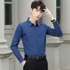 Camisa de Color Sólido para Hombre de Manga Larga Ajustada para Primavera y Otoño, Camisa de Manga Corta de Negocios de Moda Estilo Coreano para Hombre, Versátil y Elegante