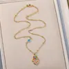 Collar de Ojo de Diablo de Moda Transfronterizo Europeo y Americano Colgante de Circonita de Moda Joyería de Palma de Fátima para el Cabello