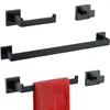 Juego de barra para toallas de tubo cuadrado transfronterizo, toallero de acero inoxidable, accesorios cuadrados para baño, juego de cinco piezas para baño