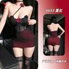 Yesiye Estilo Escuro Garota Popular Malha Transparente Flor Tridimensional Gola Halter Lingerie Sexy Vestido sem Costas 9833