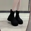 Botas Martin de sola grossa, efeito emagrecedor, novo modelo 2026, que aumenta a altura, para mulheres baixinhas, botas curtas, botas de tecido da moda para o outono