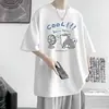 Camiseta de Verano de Manga Corta y Media Talla Grande Top Estudiante Marca de Moda Nuevo Holgado Combinable Casual para Hombre