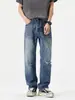 Ropa para Hombre Fengshe / 2026 Primavera y Otoño Nuevo Estilo High Street Americano Jeans Rectos Holgados para Hombre Pantalones Largos Rasgados