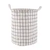 Cesta Redonda para Ropa Sucia de Algodón y Lino a Cuadros del Fabricante, Cesta Multifuncional para Ropa Sucia, Contenedor de Almacenamiento para Artículos Varios, Contenedor Plegable para Ropa Sucia