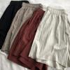 Calça de Balanço/Papel Preguiçosa Simples Fina Ar Condicionado Shorts Quentes Versátil Cintura Alta Elástica Cor Sólida Emagrecedora Calça Feminina para o Verão