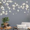 Árbol de Magnolia Decoración de Pared de Fondo Grande Pegatinas de Pared Flores y Pájaros Pared de Fondo de Sofá Pegatinas de Pared Autoadhesivas Removibles