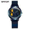 SANDA SANDA 1022 Reloj de Cuarzo para Hombre con Esfera Hueca Correa de Acero Resistente al Agua para la Vida Reloj de Hombre