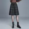 Pantalones de cuadros de pierna ancha a la moda para mujer, nuevos pantalones casuales de otoño e invierno 2026, holgados, adelgazantes, con buena caída, pantalones rectos de cinco puntos