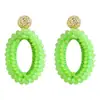 Pendientes Ovalados Huecos de Cristal de Moda Europea y Americana Transfronterizos para Viajar Pendientes de Tela de Color de Gama Alta Versátiles