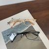 Lentes de Prescripción para Mujer Estilo Retro Vintage, Montura Ovalada Pequeña, Alambre Dorado, Lentes Planas, Bloqueo de Luz Azul, Adecuados para Rostros Pequeños