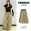 Pantalones de Trabajo Estilo Americano Otoño Pantalones Casuales Mujer 2026 Sueltos Diseño Simple Sentido Retro Tres Rayas Deportivos Pierna Ancha