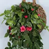 Kangkang Flor Artificial Trepadeira Pequeno Canto Rosa Pendurado na Parede Flor Planta Verde Decoração de Interior Trepadeira Flor Artificial Trepadeira Arranjo de Casamento