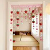 Cortina Partition de Cuatro Estaciones Sabor Fresa para Dormitorio, Cortina de Media Puerta sin Taladro, Cortina de Puerta Decorativa de Moda Transparente para Entrada