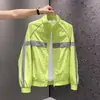 Primavera Otoño Invierno Nuevo Patchwork Bloque de Color Moda Versátil Chaqueta para Hombre Marca de Tendencia Fresca Casual Cuello Alto Chaqueta de Trabajo