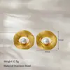 Brincos Geométricos de Aço Inoxidável de Luxo Leve Francês para Mulheres Individuais Simples de Alta Qualidade Banhados a Ouro 14K Brincos de Aço Titânio