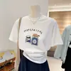 Camiseta de algodón puro fina de manga corta para mujer, modelo nuevo 2026, blanca, cuello redondo, de longitud media, moderna, casual, top versátil para verano