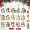 Plano 2D 15 Peças Elfo de Natal Retrô Fada Anjo Árvore de Natal de Madeira Decoração de Natal Enfeites Pendurados