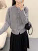 Cárdigan Suéter de Punto Suave de Alta Gama Estilo Coreano para Mujer 2026 Nuevo Cuello Redondo Primavera y Otoño Abrigo Estilo Perezoso