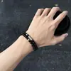Pulseira Duplo Círculo de Obsidiana Natural Boa Sorte Peixe Pequeno Carpa Exquisita Para Homens e Mulheres Toque de Alta Classe Pulseira Empilhável Joia de Mão para Casal