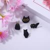 Broche Gato Preto Animal Fofo Briquetes Fogo Sagrado Miau Miau Ensinando Gato Frito Metal Distintivo Pin Galvanoplastia