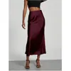 Falda midi de satén de cintura alta para mujer, estilo europeo y americano, caída de acetato, falda de sirena ajustada al cuerpo, nuevo modelo de primavera y otoño