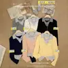 33123# 2026 Principios de Otoño Nuevo Top de Manga Larga con Parches en Solapa Falso Dos Piezas Estilo Coreano Versátil para Mujer Camiseta Mujer