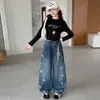 Calça Feminina Estilo Primavera/Outono 2026 Nova Moda Influenciador Infantil Estilosa Casual Calça Banana Jeans para Meninas Tendência