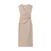 Z Estilo Europeu e Americano Transfronteiriço 2026 Nova Moda Elegante Roupas Femininas Atacado Slim Fit Vestido de Sarja de Botão Duplo 5067151
